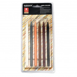 Set of color pencils without wood - 6 mixed brown colors