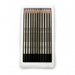 Комплект графитни моливи за скициране графика и дизайн с различна твърдост -12 броя