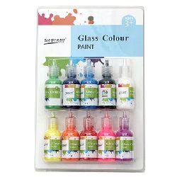 Glass paint set 10 colors x 30 ml