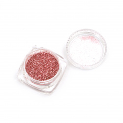 Брокатен блестящ прах 0.2 мм 200 микрона цвят розов -3 мл ~3 грама