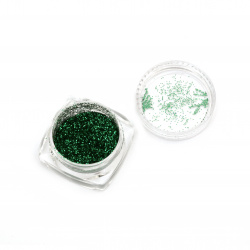 Брокатен блестящ прах 0.2 мм 200 микрона цвят зелен -3 мл ~3 грама