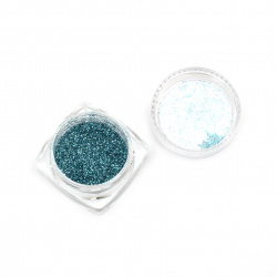 Glitter powder 0.2 mm 200 micron color sky blue -3 ml ~3 grams