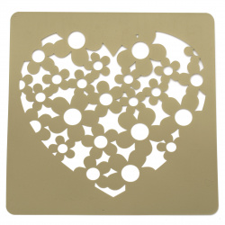Template for embossing  and Mix media 20x20 cm heart with flowers