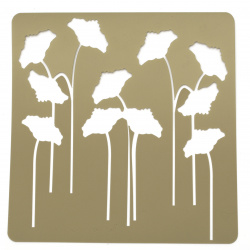 Template for embossing and Mix media 20x20 mm poppies