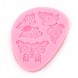 Silicone Mold / Form / 70x95x11 mm, Butterflies