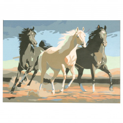 Комплект рисуване по номера 20x30 см -Бягащи коне msa0066