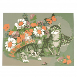 Комплект рисуване по номера 20x30 см -Цветя и котенца msa0062