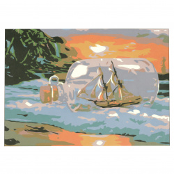 Set de pictură după cifre 20x30 cm - Barcă într-o sticlă msa0064