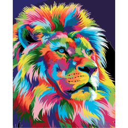 Ζωγραφική με αριθμούς 30x40 cm -λιοντάρι -rainbow Ms9281