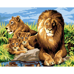 Комплект рисуване по номера 30x40 см -Семейство на лъвове Ms9198