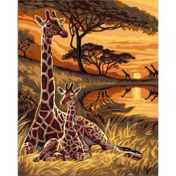 Комплект рисуване по номера 30x40 см -Жирафи Ms9247