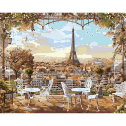 Set for Paint by Numbers 30x40 cm - View of the Eiffel Tower Ms9137