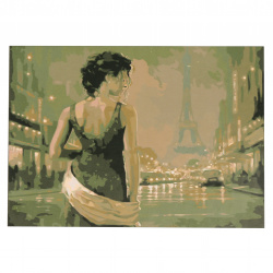 Комплект рисуване по номера 30x40 см -Среднощен Париж Ms9296