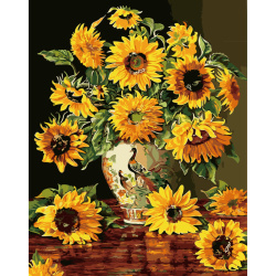 Σετ ζωγραφικής με αριθμούς 30x40 cm - λουλούδια ηλιανθη  Ms7460