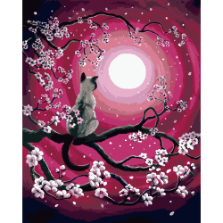 Σετ ζωγραφικής με αριθμούς  30x40 cm - γάτα με θέα το φεγγάρι  Ms9677