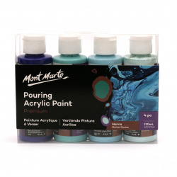 Mont Marte Acrylic Pouring Paint, Set 4 colors, 120 ml - Marina