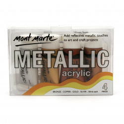 Комплект акрилна боя металик Mont Marte 4 цвята x 50 мл