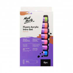 Mont Marte Fluoro Acrylic Intro Set, Fluorescent Acrylic Paint, 8 Colors, 18 ml Each