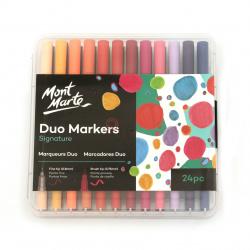 Mont Marte Duo Markers Set - 24 markers, dual-sided with 0.8 mm and 3.74 mm