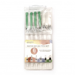 Brush set with water tank 3 round and 3 flat
