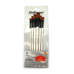 Set of Synthetic Fiber Flat Brushes - 6 pieces