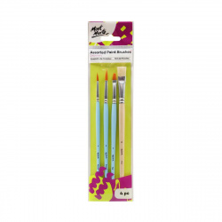 Mont Marte Discovery Brush Set with Taklon Synthetic Fiber and Natural Bristle - 4 Pieces