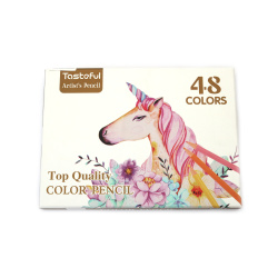 Professional Colored Pencils Set with Sharpeners in a Box Tastoful - 48 Colors