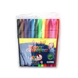 Water-Based Markers – Set of 12 Colors, 2 mm Tip – Smooth Ink Flow, Bright Pigments & Perfect Control for Drawing, Coloring and School Projects