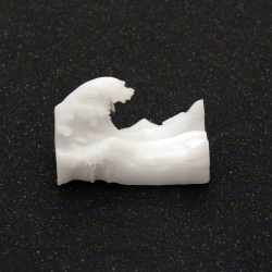 3D фигурка вълна Канагава / триизмерен модел за вграждане в епоксидна смола 4x1.9x2.8 см цвят бял