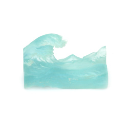 3D Figurine of The Great Wave off Kanagawa, Three-Dimensional Model for Embedding in Epoxy Resin, 4x1.9x2.8 cm, Sky Blue Color