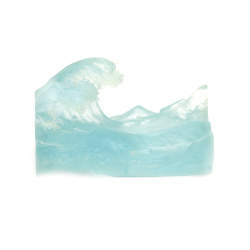3D Figurine of The Great Wave off Kanagawa, Three-Dimensional Model for Embedding in Epoxy Resin, 6x2.9x4 cm, Sky Blue Color