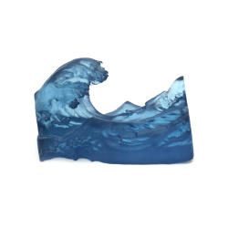 3D Wave Kanagawa Figure / Three-Dimensional Model for Embedding in Epoxy Resin, 6x2.9x4 cm, Sapphire Blue Color