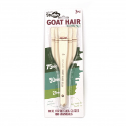 Комплект четки за глазура естествен косъм Mont Marte Studio Goat 3 броя