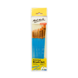 Σετ πινέλα Mont Marte Assorted - 10 τεμάχια - στρογγυλές και επίπεδες βούρτσες από συνθετική τρίχα