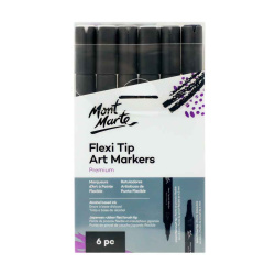 Μαρκαδόροι με εύκαμπτη μύτη Mont Marte Flexi Tip Alcohol Art Markers, γκρι, 6 τεμάχια