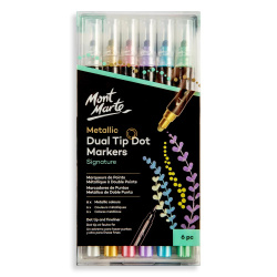 MM Dual Tip Dot Markers Set, Metallic, 6 Pieces