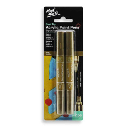 Ακρυλικοί μαρκαδόροι με διπλή μύτη, Mont Marte Acrylic Paint Pens Dual Tip 2 τεμάχια χρυσό