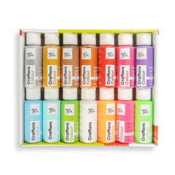 Set vopsea acrilică metalică și fluorescentă Mont Marte Crafters Colour Metallic and Fluoro 14 culori x 60 ml