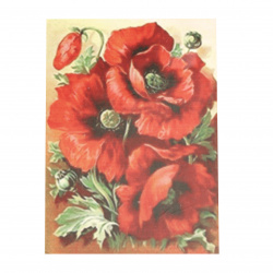Diamond Painting 40x50 cm with Frame, Full Drill, Round Diamonds, Home Wall Decor - Beautiful Poppies YSG0380