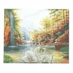 Diamond Painting 40x50 cm with a Frame, Full Drill, Round Crystals, Craft for Wall Decor - White Swans YSG0007