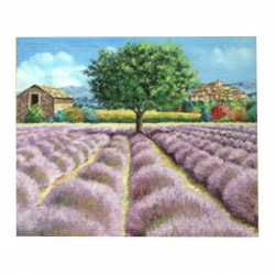 Diamond Painting 50x65 cm with a Frame, Crystal Mosaic Art, Round Diamonds, Full Drill - Lavender Field YSG0147