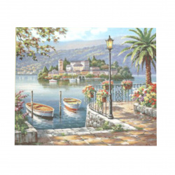 DIY Diamond Painting 50x65 cm with a Frame, Full Drill, Round Diamonds, Home Wall Decoration  - Quay to the Island YSG0178