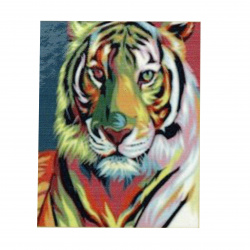 Framed DIY Diamond Painting 30x40 cm, Full Drill Embroidery, Round Crystals, Wall Decor Painting  - Tiger Rainbow YSG0557