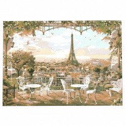 Πίνακας με ψηφίδες (στρόγγυλες) 40x50 cm με κορνίζα - Θέα στο Παρίσι YSG0373