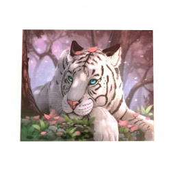 Framed DIY Diamond Painting 40x50 cm, Full Drill Embroidery, Round Crystals, Wall Decor Painting - Blue-eyed Tiger YSG1021
