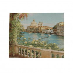 Πίνακας με ψηφίδες (στρόγγυλες) 40x50 cm με κορνίζα  - Θέα στη Βενετία YSG1446