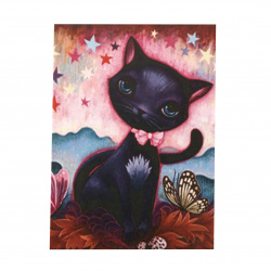 Πίνακας με ψηφίδες [στρόγγυλες]  21x25 cm με κορνίζα- γάτα με αστέρια  YSA0328