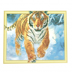Πίνακας με ψηφίδες (στρόγγυλες) 3D 40x50 cm με κορνίζα  - Siberian tiger LT0191