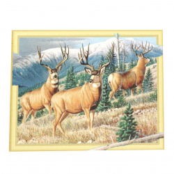 DIY 3D Diamond Painting 40x50 cm with a Frame, Full Drill, Round Diamonds, Home Wall Decoration - Deer in the Mountains LT0226