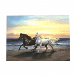 Πίνακας με ψηφίδες (στρόγγυλες)  21x25 cm μερική κόλληση - Horse by the shore YSA0045